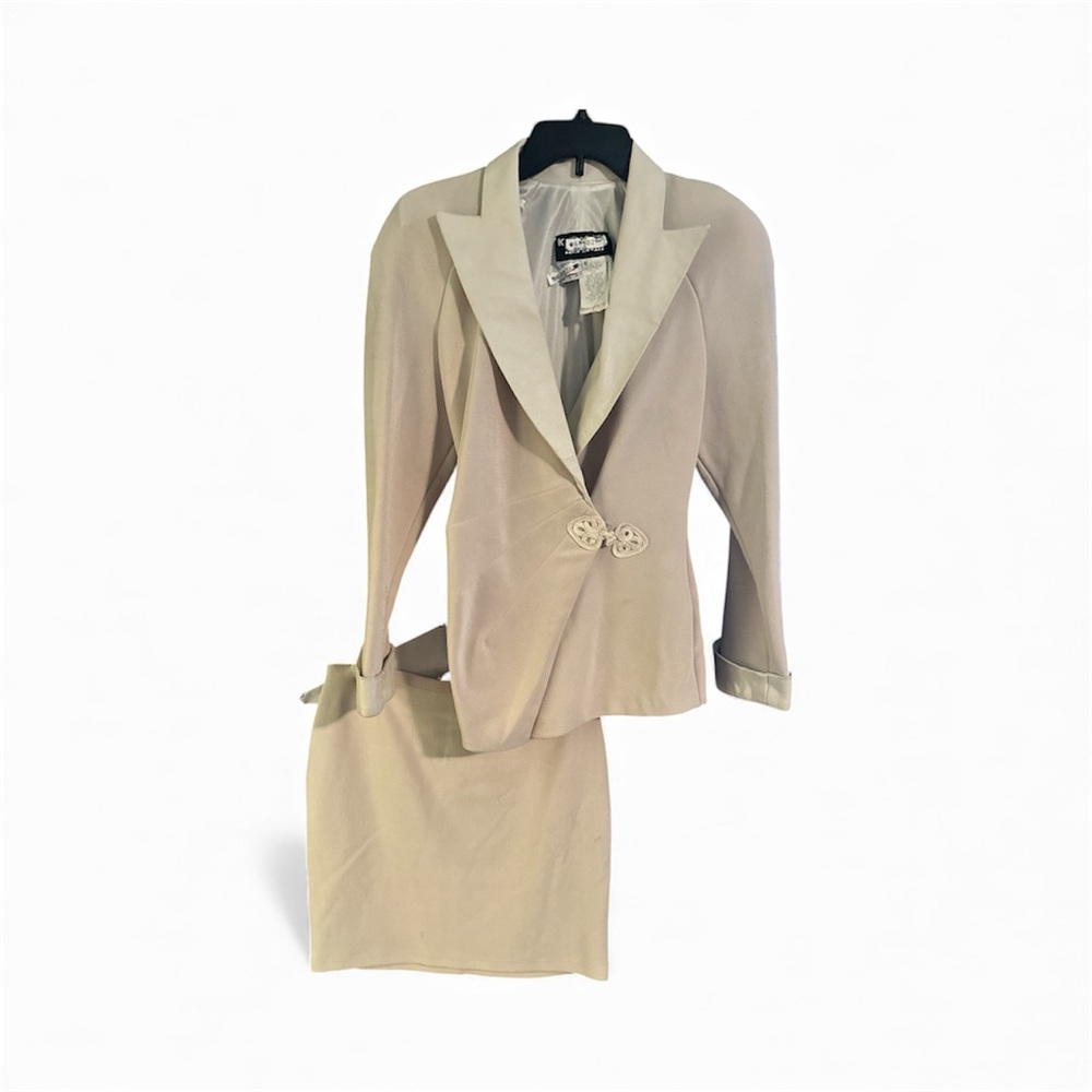Karen Okada leather trimmed Skirt Set